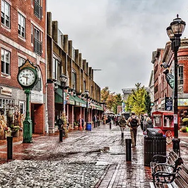 a lively street scene in Salem